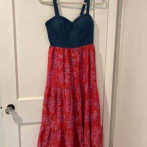 Floral Red and Blue maxi sundress
